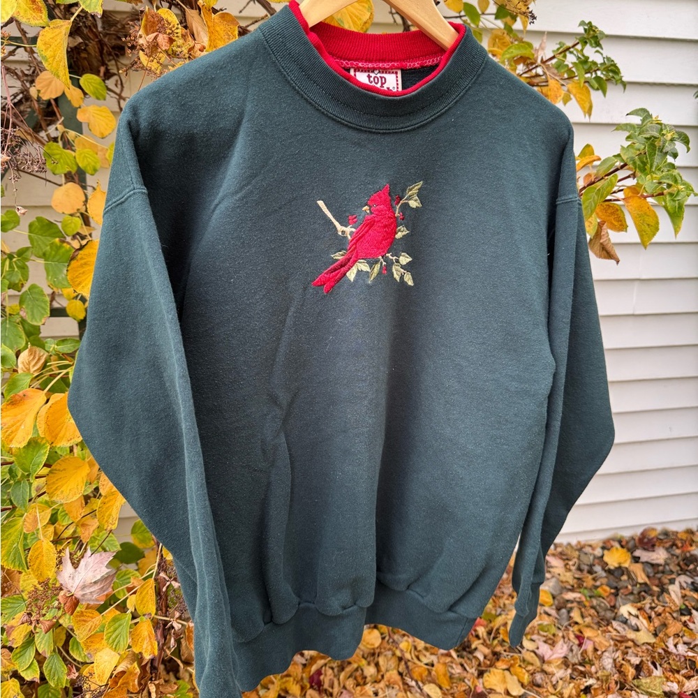 Vintage Cardinal Crewneck / Top Stitch / Medium / 90s